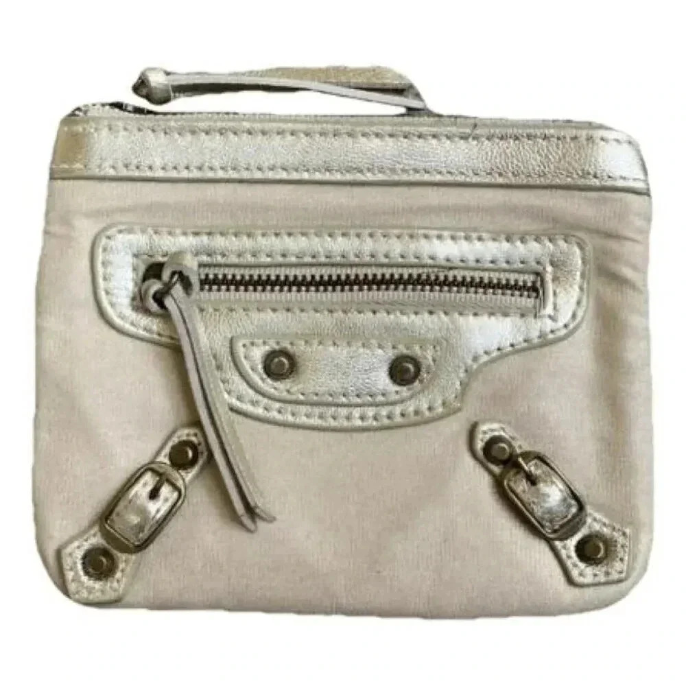 Balenciaga Paris Cloth Coin Wallet with Leather Trim - Picture 1 of 5